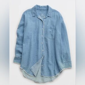 NEW Aerie Light Blue Gauzy Shirt